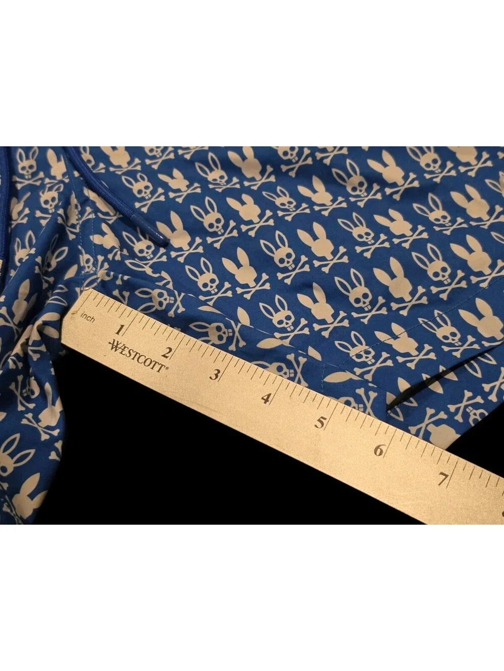 Psycho Bunny Swim Trunks Mens Small Blue All Over Print Swimming Cut Liner